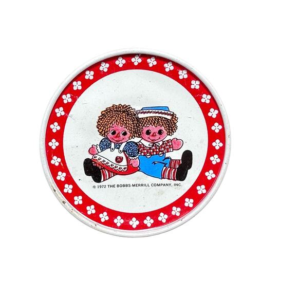 2.5' Cup Saucer 1972‎ Raggedy Ann & Andy Replacement Tin Toy Vintage Has Scuffs - Picture 1 of 6